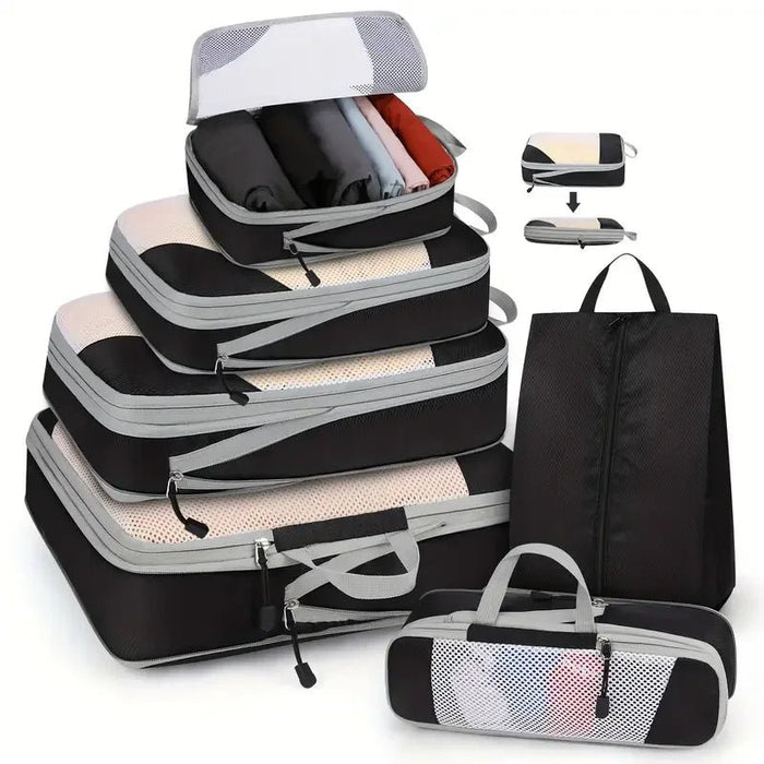 Reisset compressie organizers 6 - delig – lichtgewicht – met schoenentas - Bivakshop