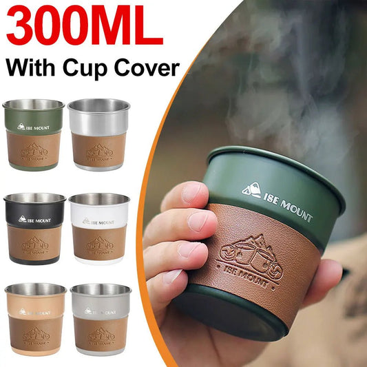 RVS campingbeker met deksel - 300ml stapelbare koffie- en theebeker voor outdoorgebruik - Bivakshop