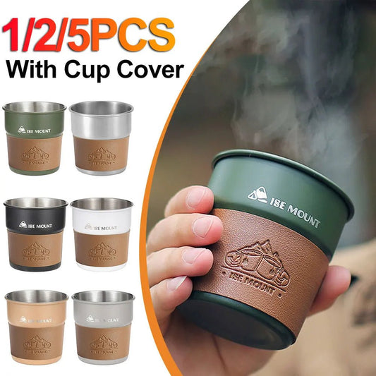 RVS campingbeker met deksel - 300ml stapelbare koffie- en theebeker voor outdoorgebruik - Bivakshop