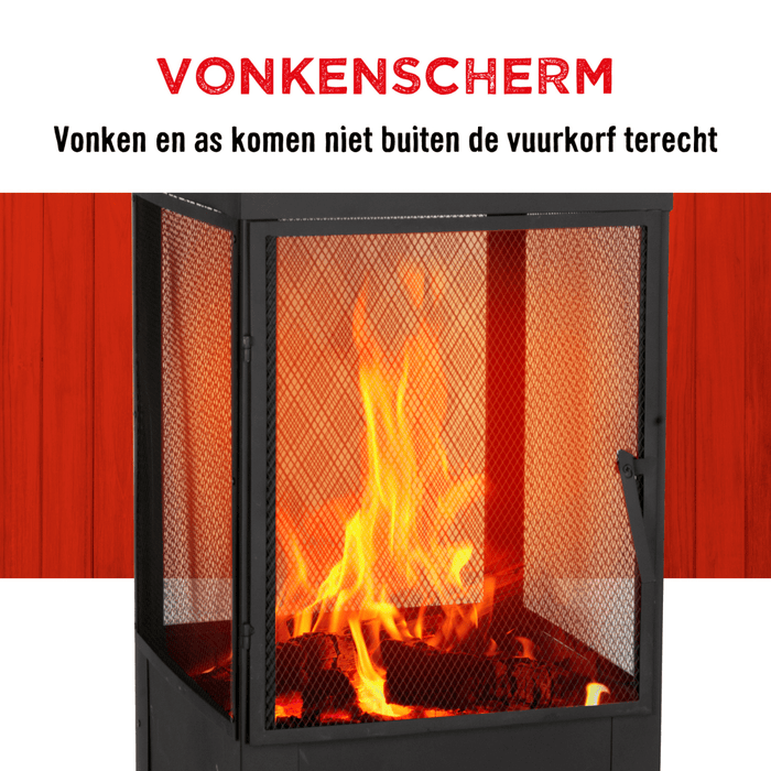 Sfeerhaard voor buiten 47×44×194 cm – Brandhoutopslag & schoorsteen - Bivakshop