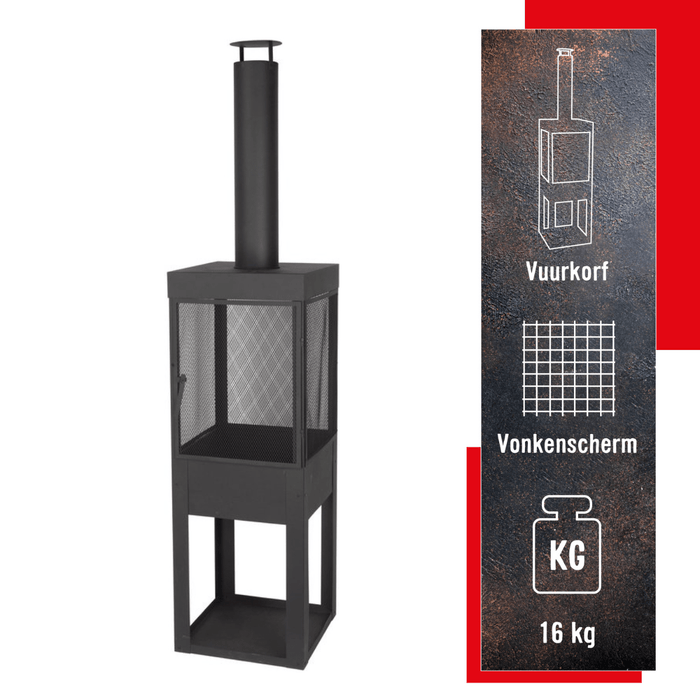 Sfeerhaard voor buiten 47×44×194 cm – Brandhoutopslag & schoorsteen - Bivakshop