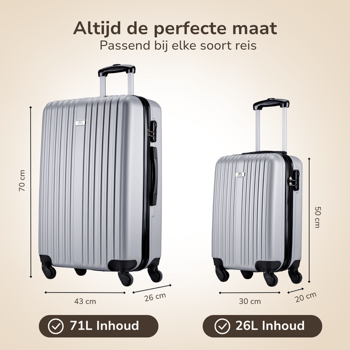 Slazenger - kofferset 2 - delig – Hardcase – Zilver - Bivakshop