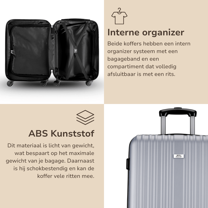 Slazenger - kofferset 2 - delig – Hardcase – Zilver - Bivakshop