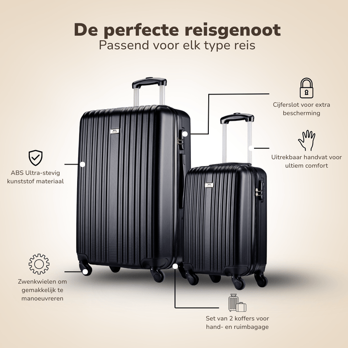 Slazenger - Kofferset 2 - delig – Hardcase – Zwart - Bivakshop