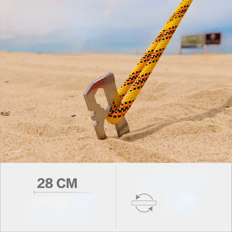 Sterke roestvrijstalen haringen – 6 stuks van 28 cm met reflecterend koord voor tent, strand en camping - Bivakshop