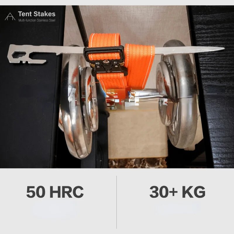 Sterke roestvrijstalen haringen – 6 stuks van 28 cm met reflecterend koord voor tent, strand en camping - Bivakshop