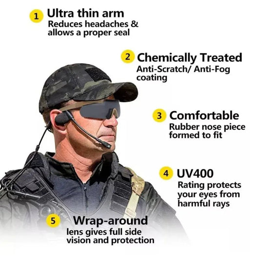 Tactische militaire beschermbril - HD lens voor schieten en motorrijden - Bivakshop