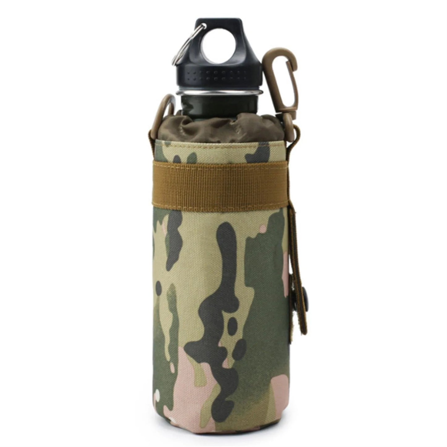 Tactische Waterfles pouch – Outdoor camouflage – Draagbare fleshouder met trekkoord - Bivakshop