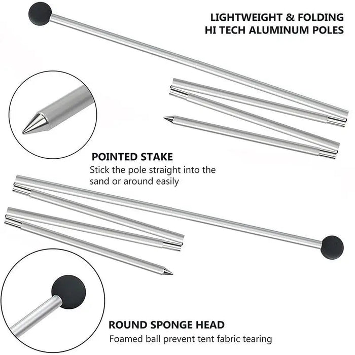 Telescopische aluminium tentstokken – Inklapbare tarp - en luifelstokken 1,7 m voor 3 - 4 persoons tent - Bivakshop