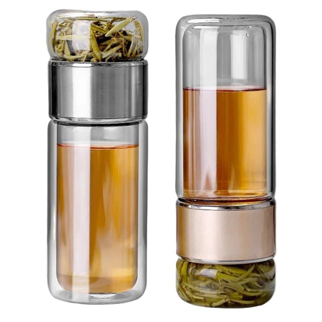 Theebeker borosilicaatglas – dubbelwandig – met filter - Bivakshop