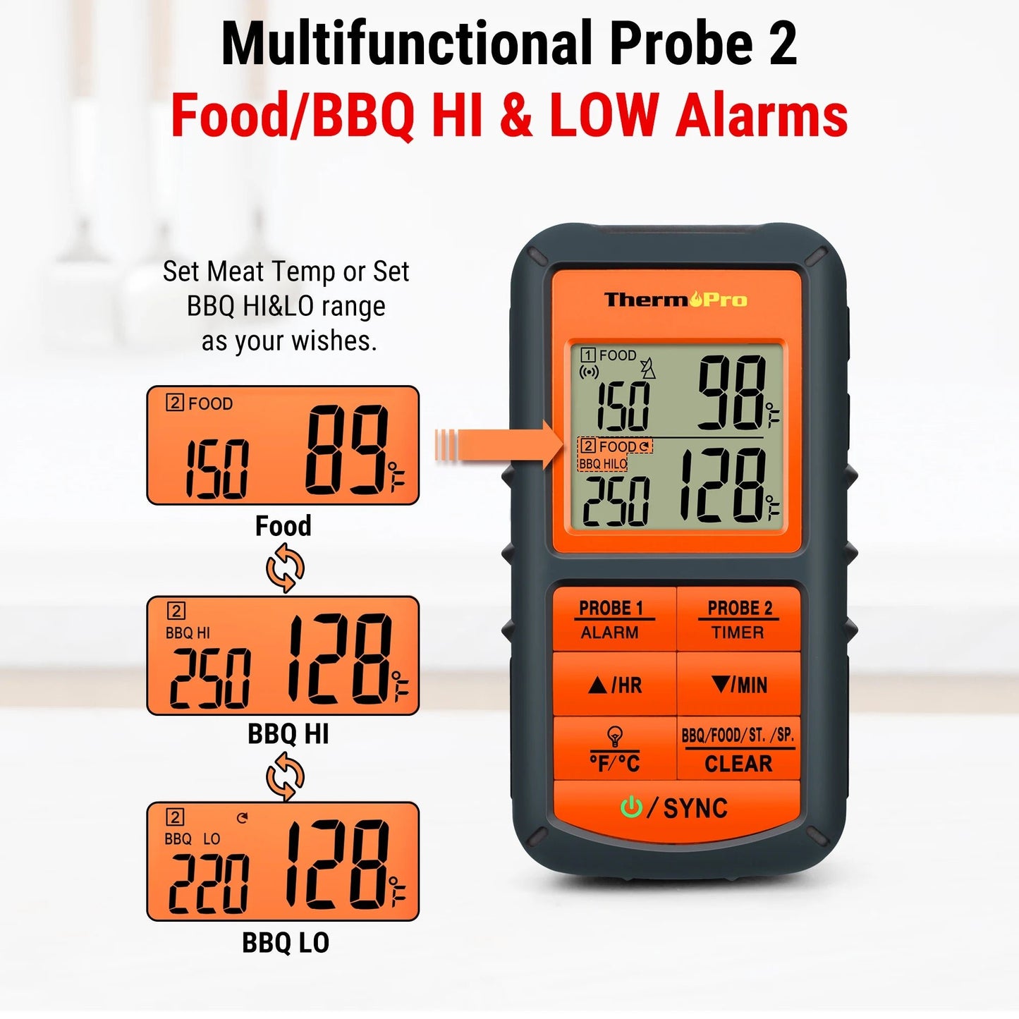 ThermoPro TP - 08C Draadloze Vleesthermometer – 150M Bereik – Dual Probe – BBQ, Smoker, Oven, Grill - Bivakshop