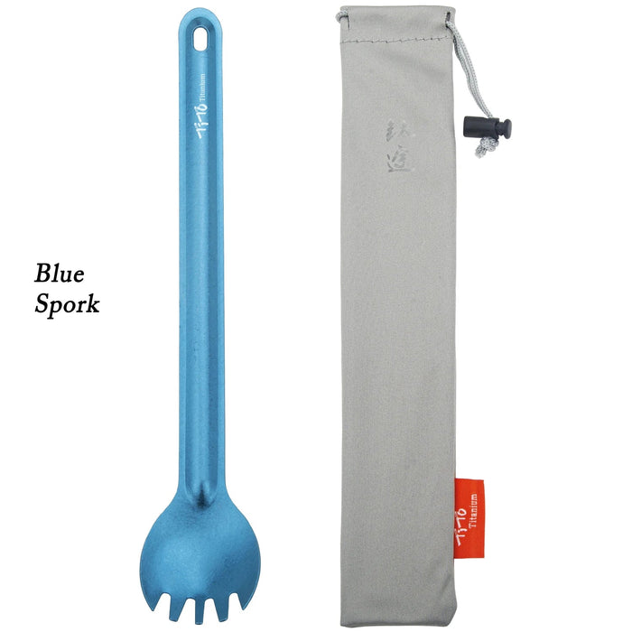 Titanium spork met lange steel - Ultralicht - Voor kamperen en picknicks - Bivakshop