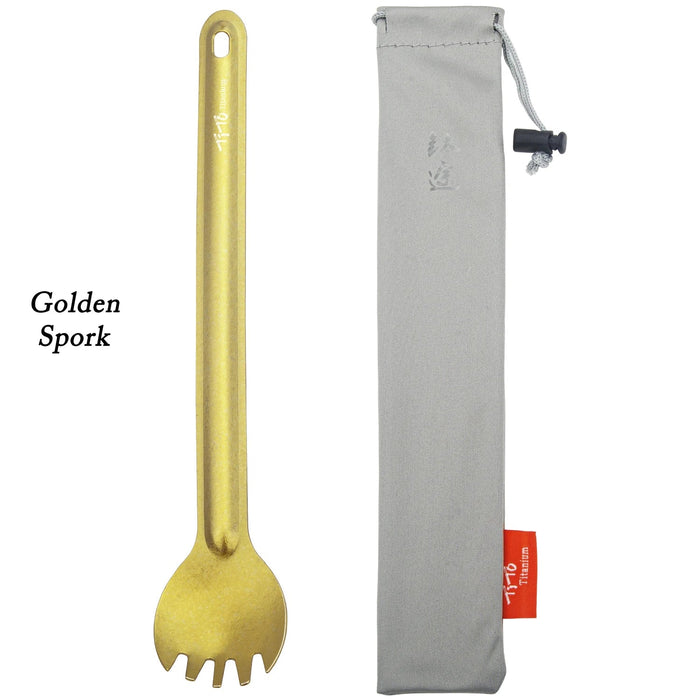 Titanium spork met lange steel - Ultralicht - Voor kamperen en picknicks - Bivakshop