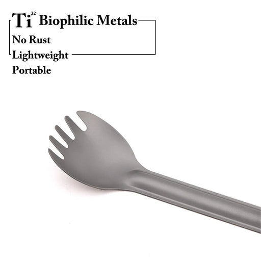 Titanium spork met lange steel - Ultralicht - Voor kamperen en picknicks - Bivakshop