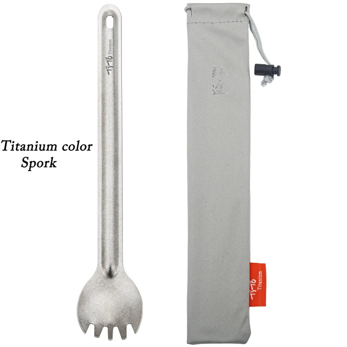 Titanium spork met lange steel - Ultralicht - Voor kamperen en picknicks - Bivakshop
