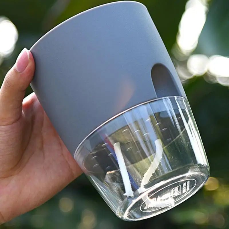 Transparante Zelfbewaterende Bloempot – Dubbele Laag – Indoor Plantenpot met Waterabsorptie Katoentouw - Bivakshop