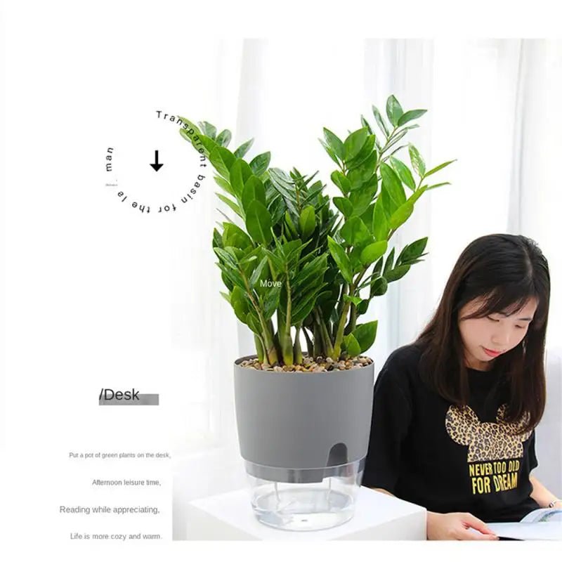 Transparante Zelfbewaterende Bloempot – Dubbele Laag – Indoor Plantenpot met Waterabsorptie Katoentouw - Bivakshop