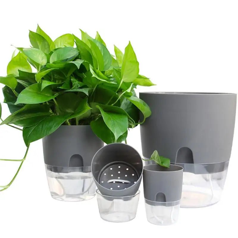 Transparante Zelfbewaterende Bloempot – Dubbele Laag – Indoor Plantenpot met Waterabsorptie Katoentouw - Bivakshop