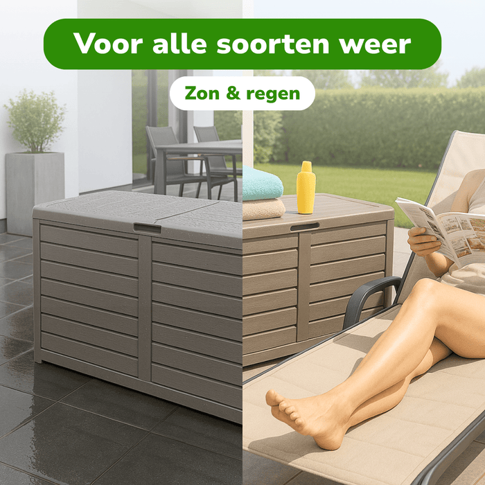Tuinkussenbox 420 l – Taupe opbergbox voor kussens - Bivakshop