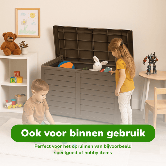 Tuinkussenbox 420 l – Taupe opbergbox voor kussens - Bivakshop