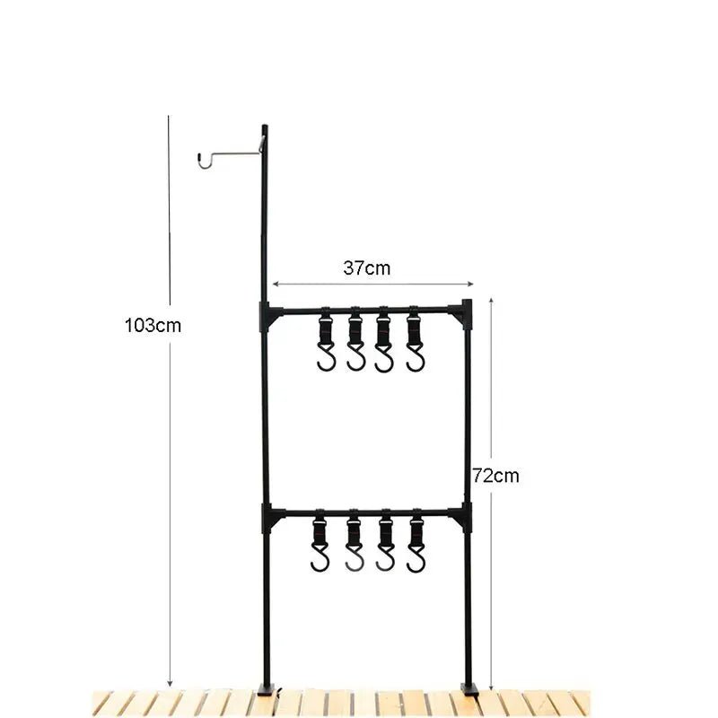 Ultralicht opbergrek voor outdoor – Aluminium tafelrek – Met haken voor servies & accessoires - Bivakshop