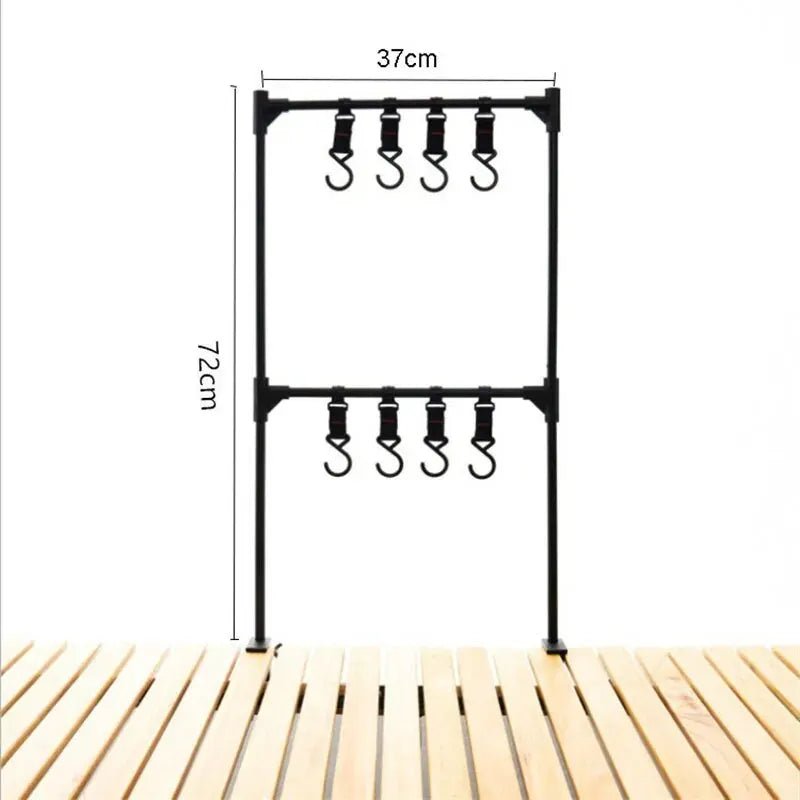 Ultralicht opbergrek voor outdoor – Aluminium tafelrek – Met haken voor servies & accessoires - Bivakshop