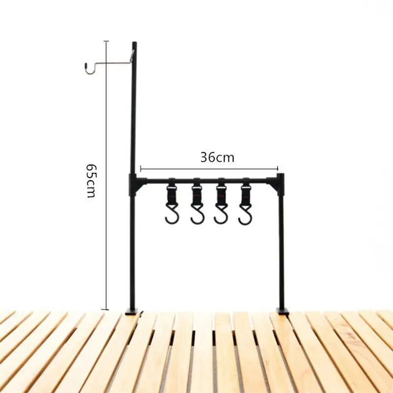 Ultralicht opbergrek voor outdoor – Aluminium tafelrek – Met haken voor servies & accessoires - Bivakshop