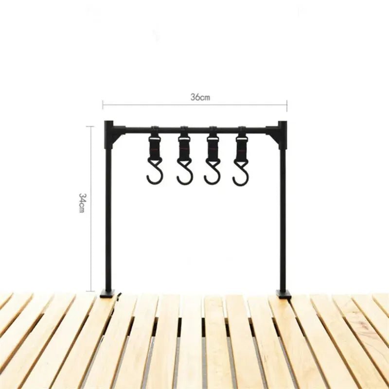 Ultralicht opbergrek voor outdoor – Aluminium tafelrek – Met haken voor servies & accessoires - Bivakshop