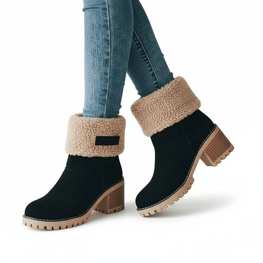 Warme dameslaarzen – Pluche voering – Hoge blokhak - Bivakshop