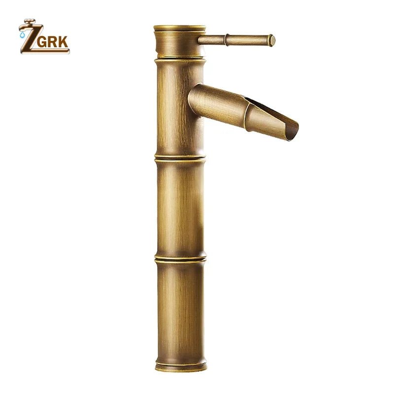 ZGRK luxe bamboe design kraan - Hoog model voor warm en koud water - Messing wastafelkraan - Bivakshop