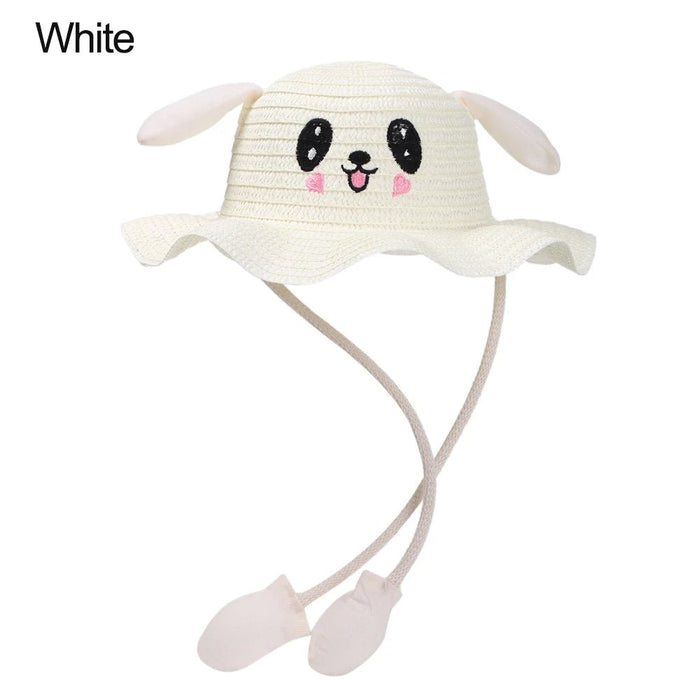 Zomerse riet hoed - Met brede rand en bewegende oren - Voor kinderen - Bivakshop