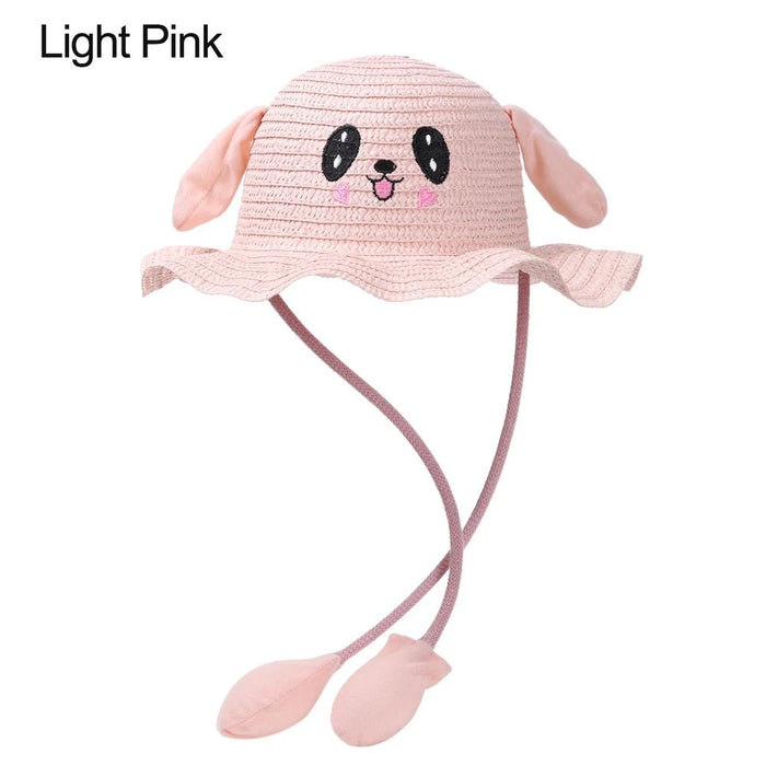 Zomerse riet hoed - Met brede rand en bewegende oren - Voor kinderen - Bivakshop