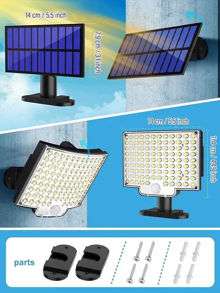 106LED Solar light met bewegingssensor en afstandsbediening - Waterdicht - Bivakshop