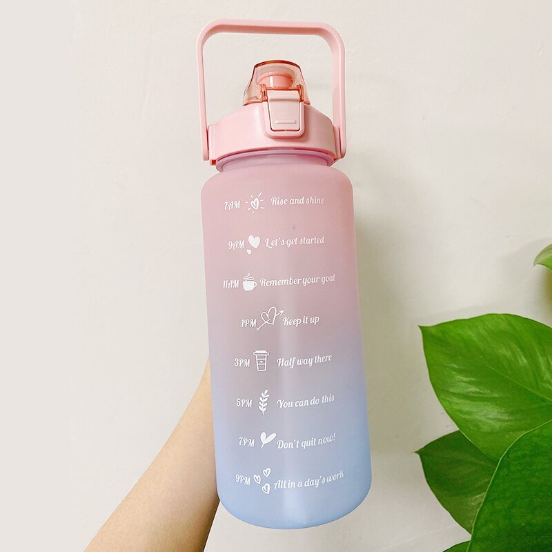 2L Grote capaciteit waterfles - Bounce cover tijd schaal herinnering - Frosted Cup - Bivakshop