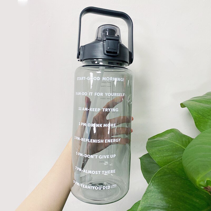 2L Grote capaciteit waterfles - Bounce cover tijd schaal herinnering - Frosted Cup - Bivakshop