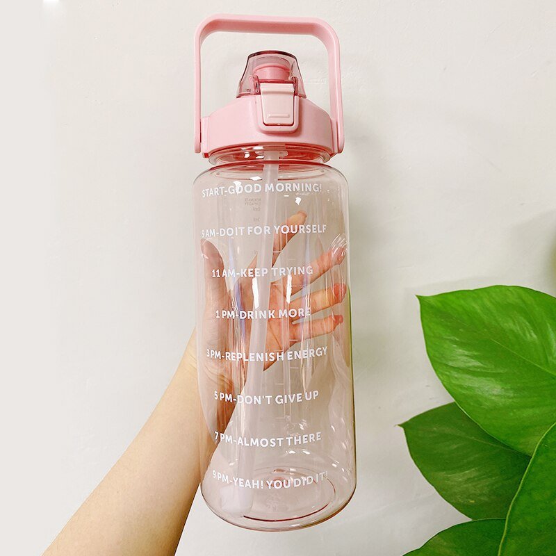 2L Grote capaciteit waterfles - Bounce cover tijd schaal herinnering - Frosted Cup - Bivakshop