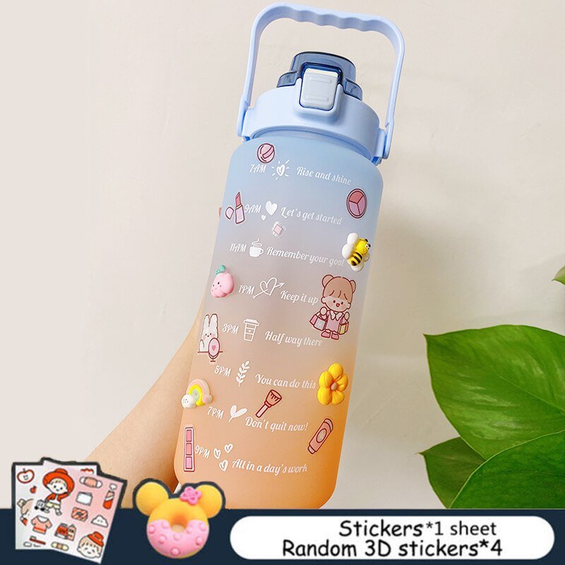 2L Grote capaciteit waterfles - Bounce cover tijd schaal herinnering - Frosted Cup - Bivakshop