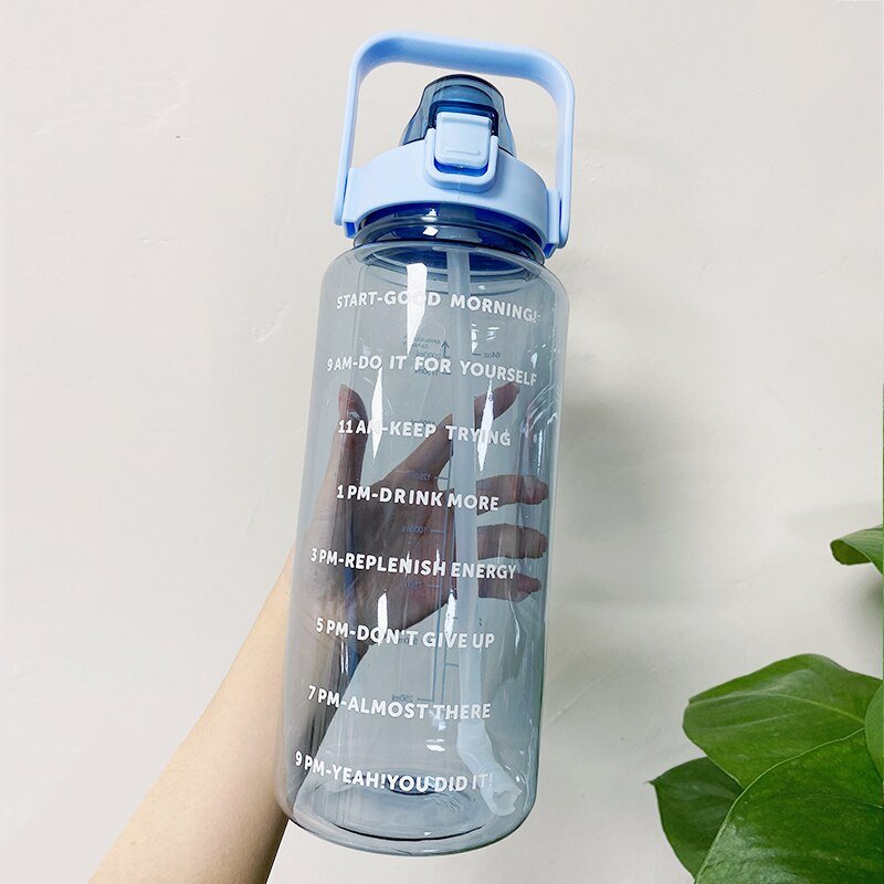 2L Grote capaciteit waterfles - Bounce cover tijd schaal herinnering - Frosted Cup - Bivakshop