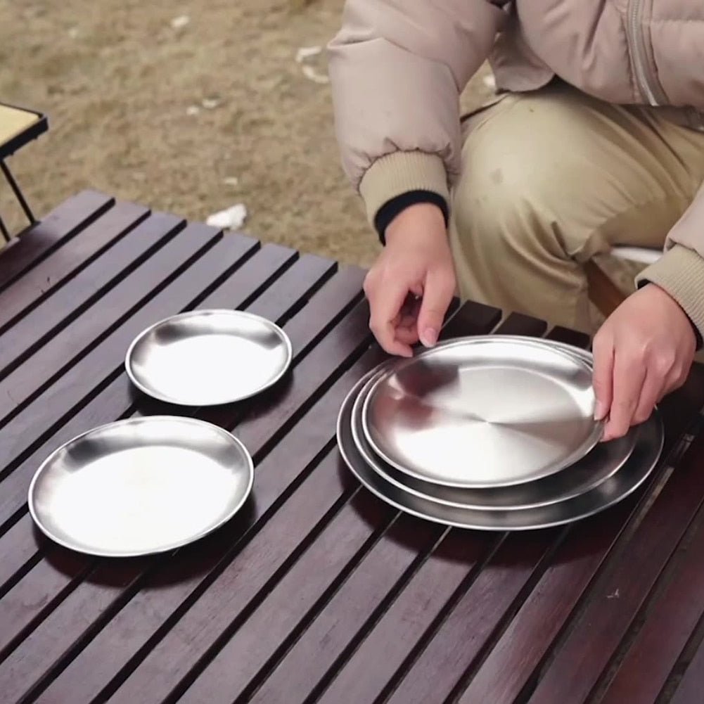 Camping Plaat - Rvs Servies - Picknick schotel - Zilver - Bivakshop