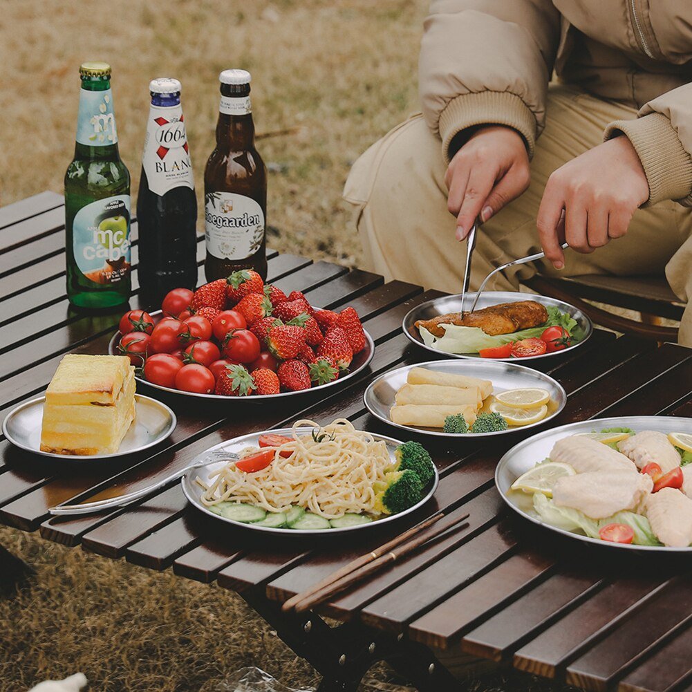 Camping Plaat - Rvs Servies - Picknick schotel - Zilver - Bivakshop