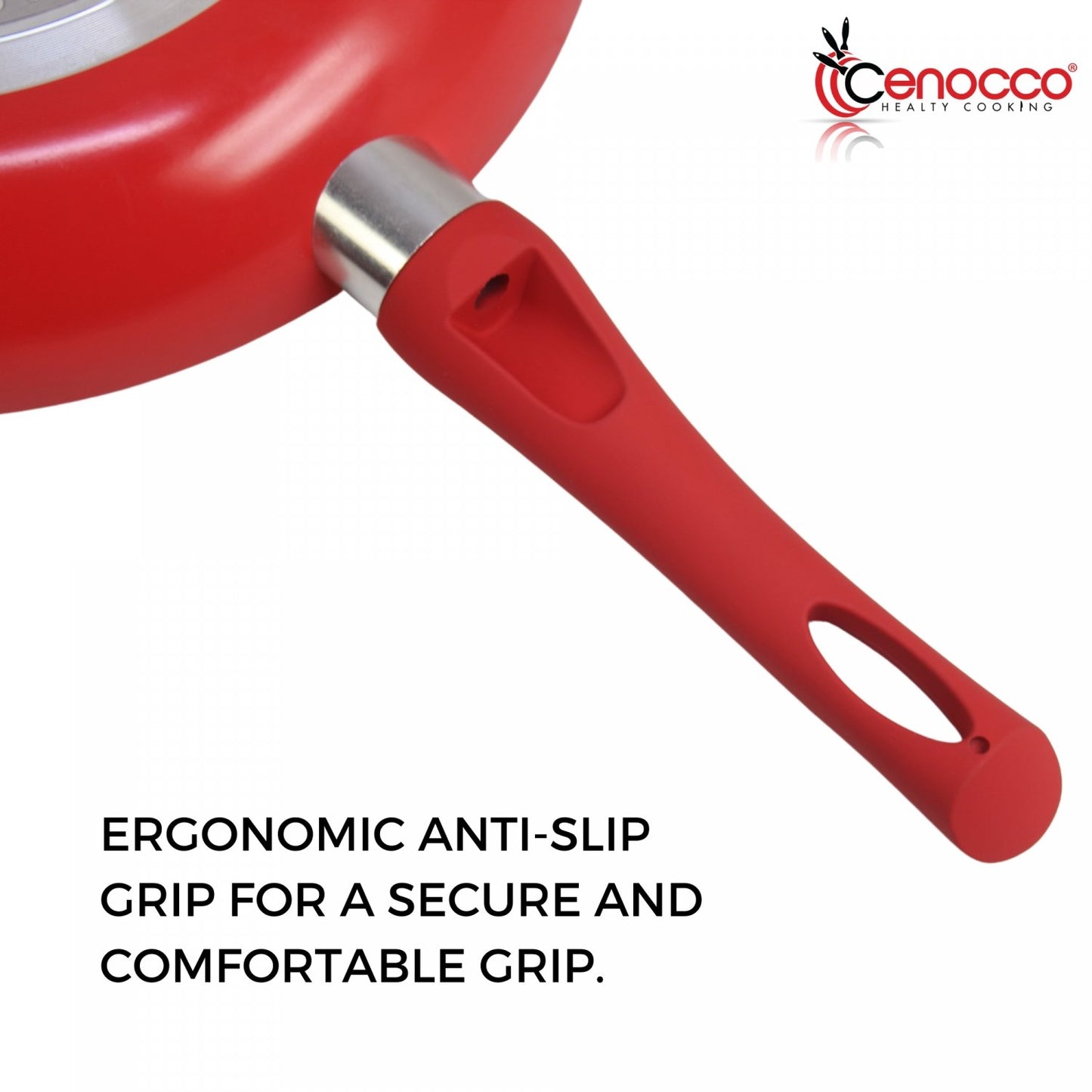 Cenocco Set van 3 Koekenpannen met Marmeren Coating Rood - Keramische pannenset - 20/24/28 cm - Bivakshop