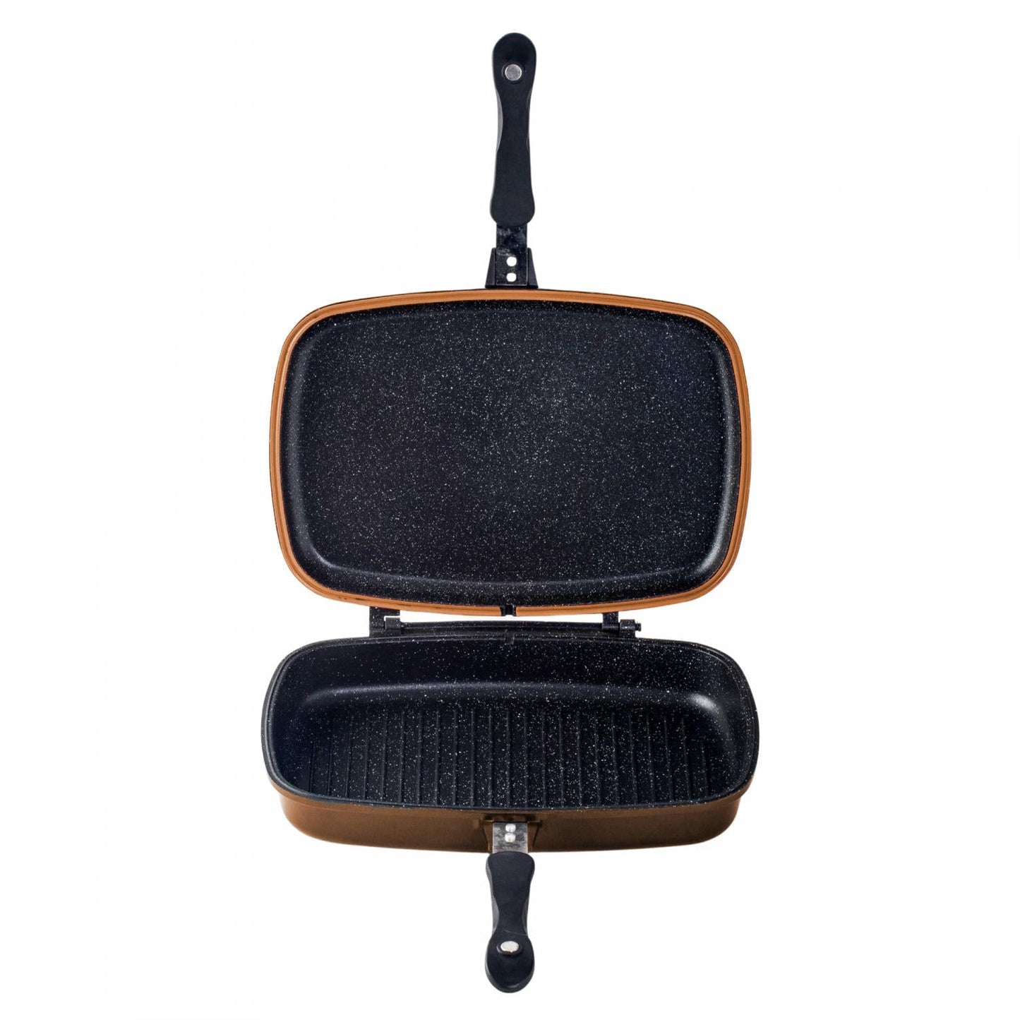 Cheffinger CF-DG32: Omkeerbare dubbele grillpan met marmercoating - 32 cm koper - Bivakshop
