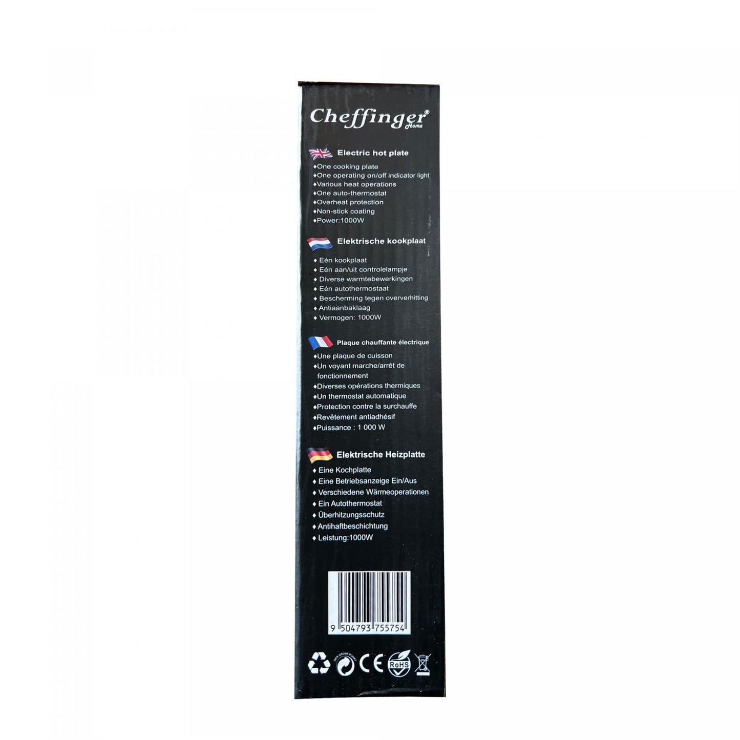 Cheffinger CF-EHS1000: 1000W Elektrische Kookplaat - Enkel - Bivakshop