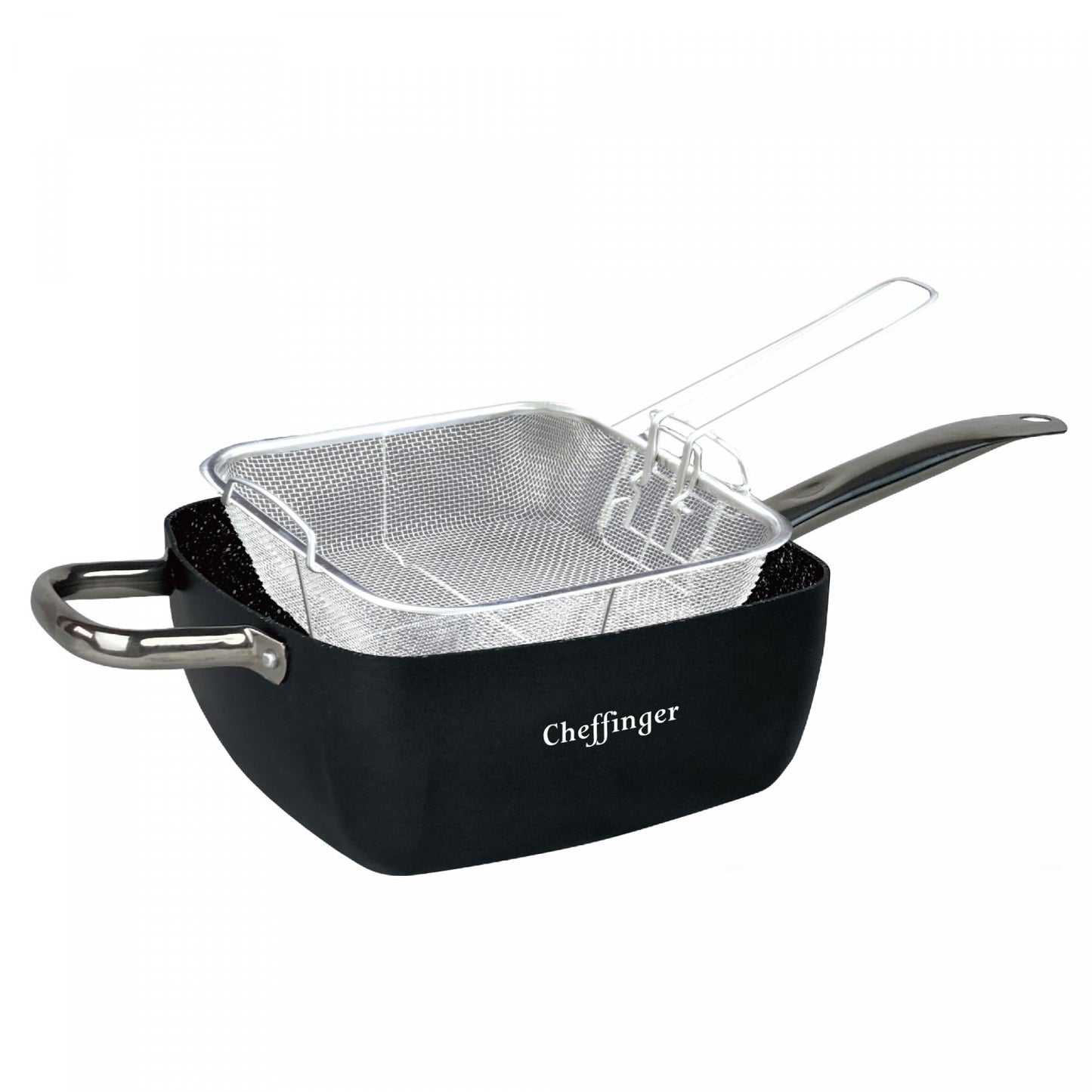 Cheffinger CF-FA04: 4-delige marmeren gecoate vierkante frituurpannenset - Bivakshop
