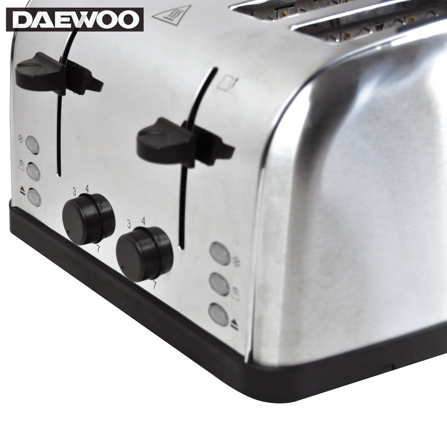 Daewoo SYM-1304: brede roestvrijstalen broodrooster - 4 lades, 4 sneden - Bivakshop