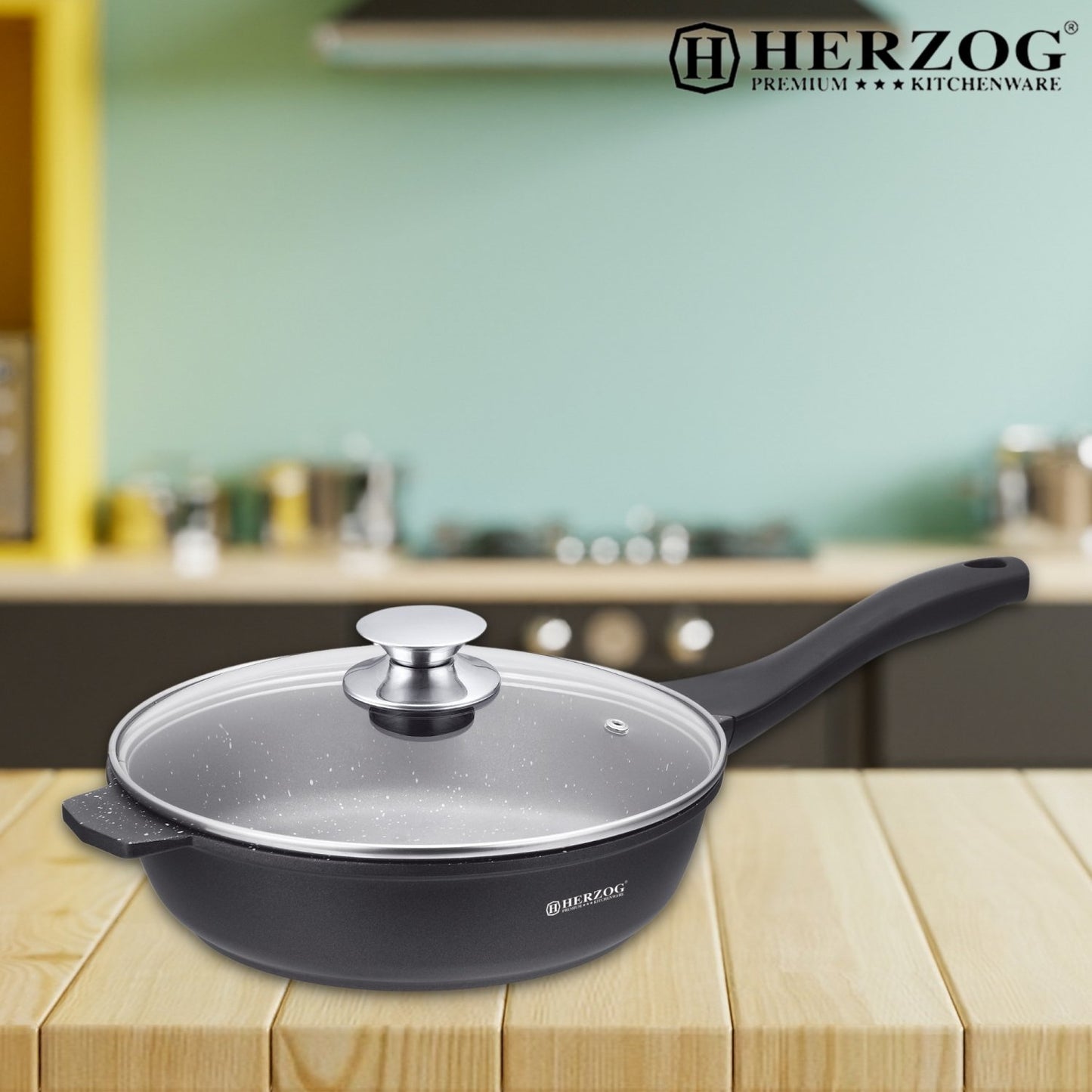 Diepe Droogpan - Herzog - 28cm - PFOA vrij - RVS - Bivakshop