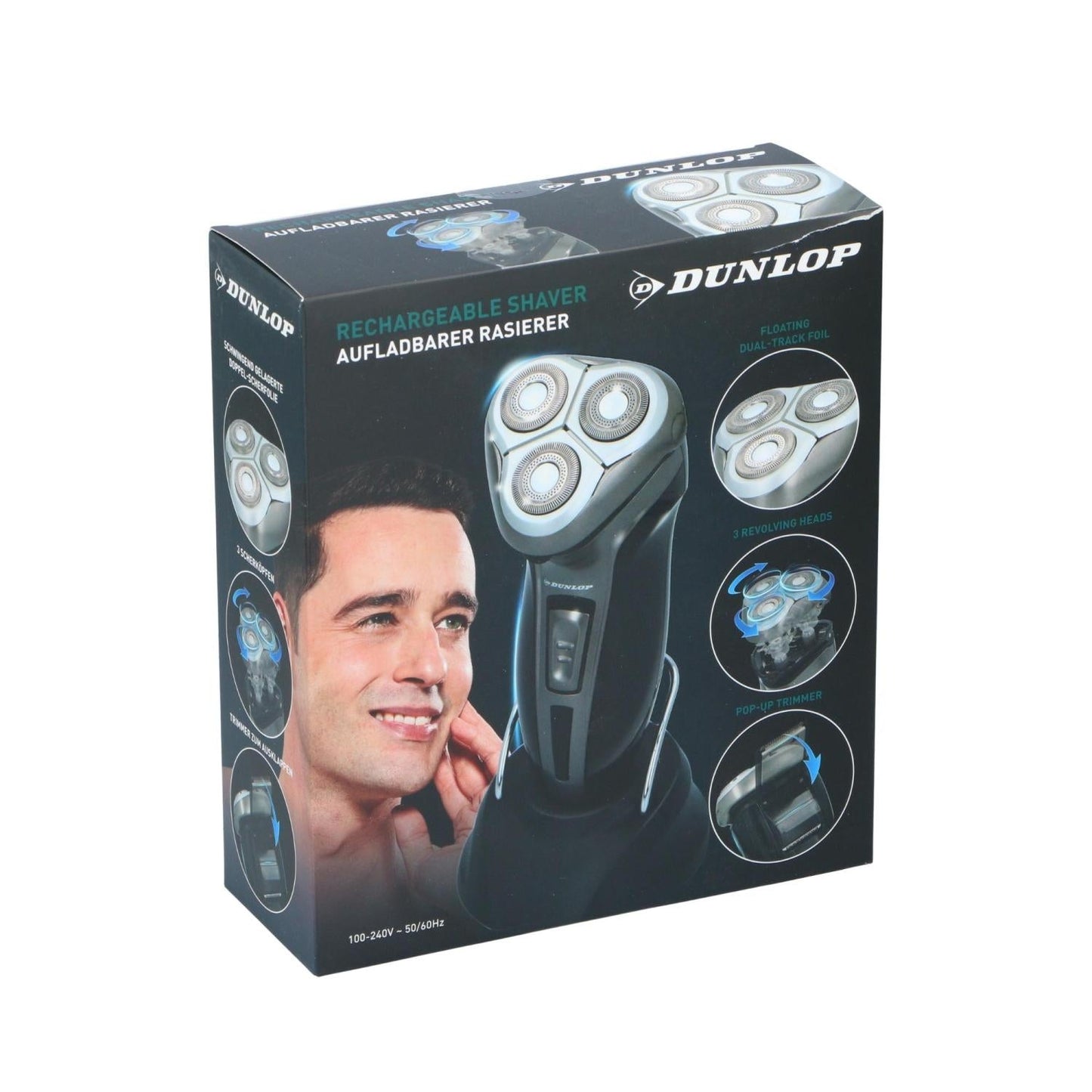Dunlop oplaadbaar scheerapparaat met 3 koppen - Bivakshop
