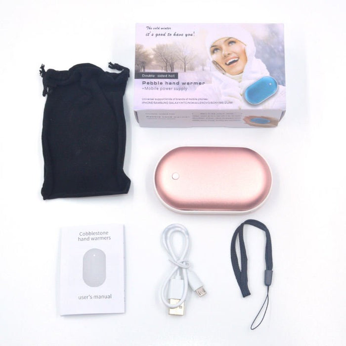 Elektrische USB handwarmer met 4000 mAh powerbank - Dubbelzijdige verwarming - Bivakshop