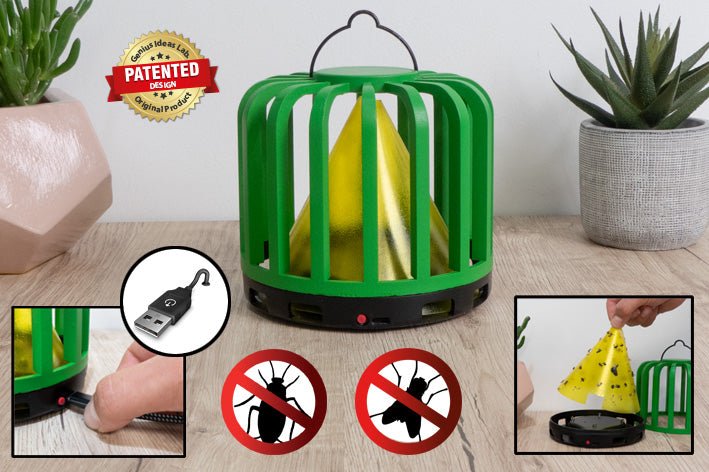 Genius Ideas GI-054561: vliegenvanger met verlichting "cactus" - Bivakshop