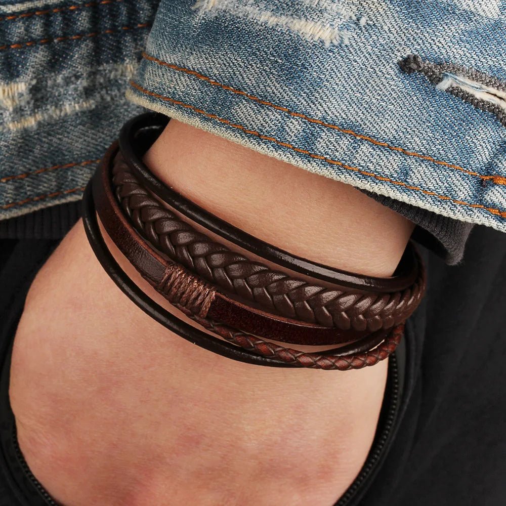 Handgeweven armband heren lederen touw armband etnische stijl sieraden - Bivakshop